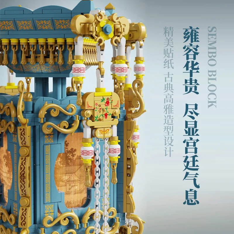 Exquisite Lantern Bricks Blocks Chinese Court Flower Lantern Decorative Ornament Classic Plastic Building Blocks Set
