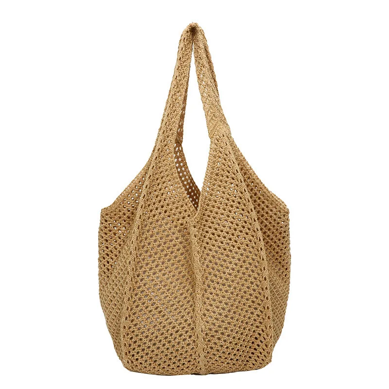 Woven Crochet Knitted Hand Tote Bag Multiple Colors Women Mesh Beach Bags Crochet Knitted Tote Bag