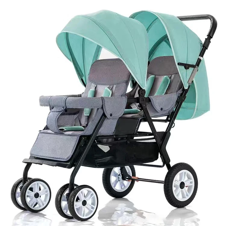 Customizable twin strollers can sit and lie down portable folding twin front and rear strollers Double child strollers