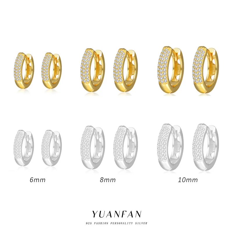 Innovative 925 Sterling Silver 18K Gold Plated Jewelry Round Brilliant Cut Micro Inlay Zircon Hoop Earrings for Ladies