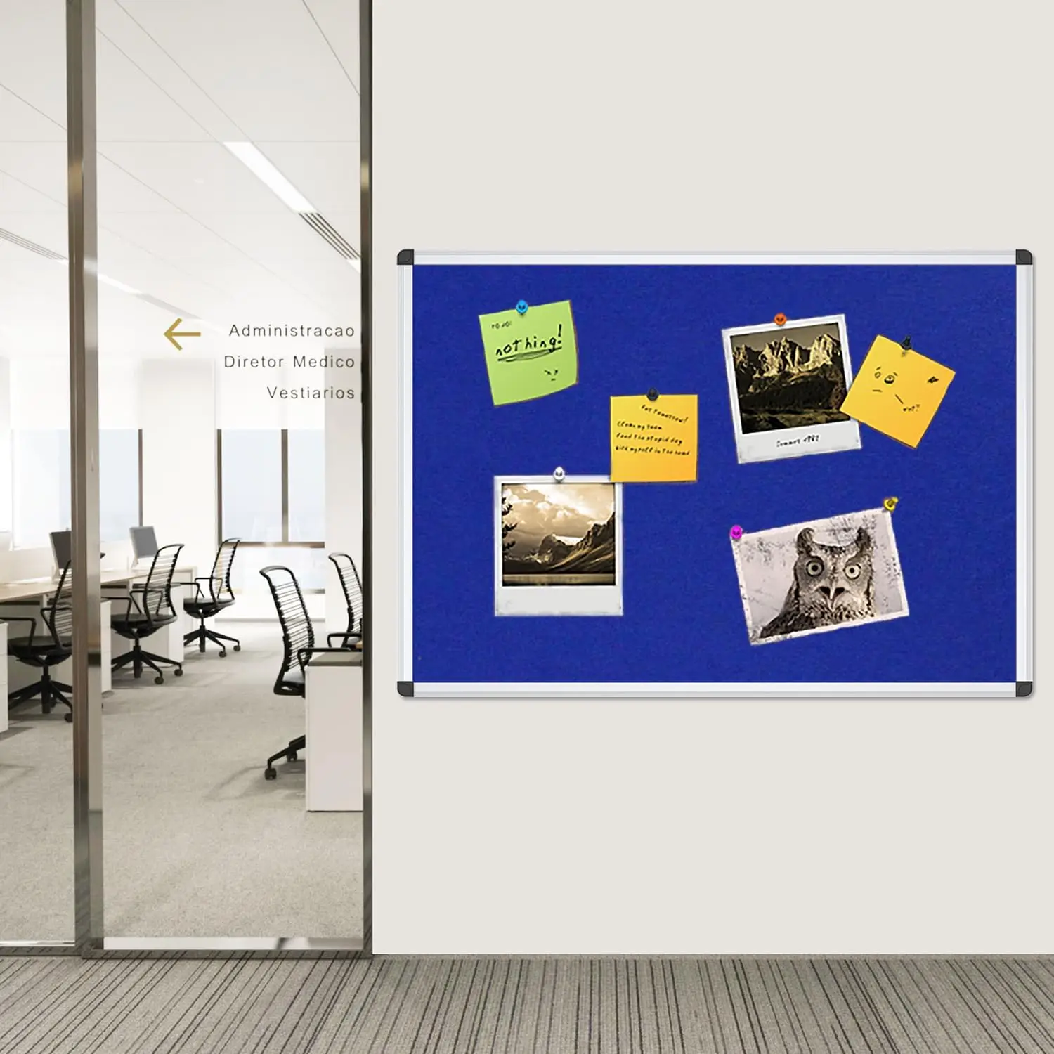 Wall Mounted Notice Board Pin up Felt Bulletin Board for Home Office Cubicle School Kids