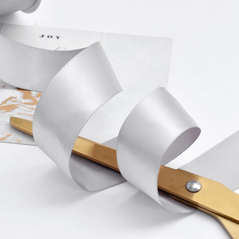 Yama 100 yards double face classic 28mm black satin ribbon grey white ribbon satin roll for perfume bottle packing