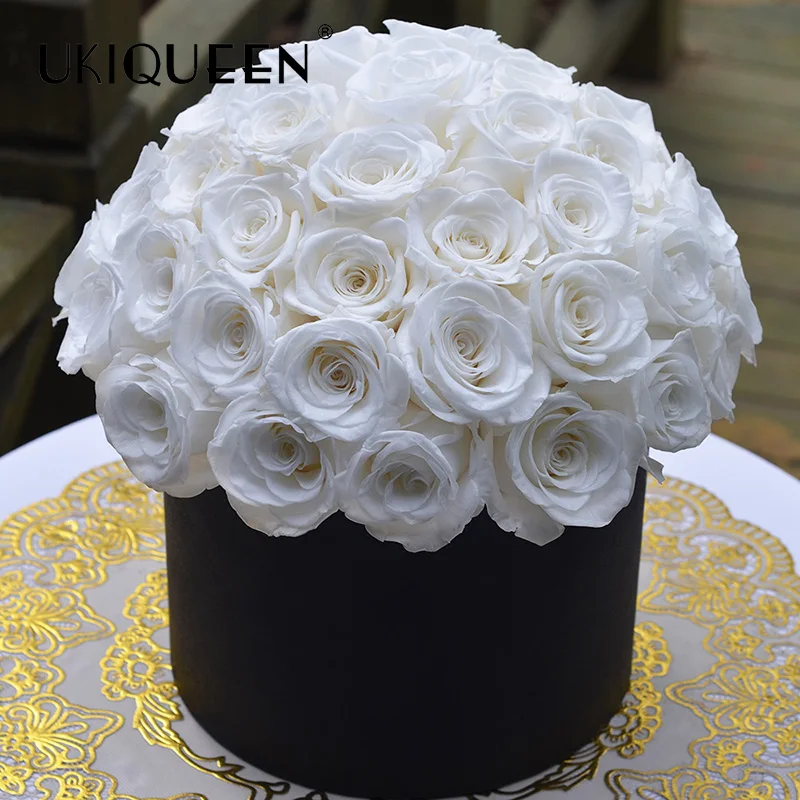 UKIQUEEN Culinan Preserved High Quality Flower Box Roses Decorative Flowers & Wreaths 100% Natural Real Rose Paper,velet CN;YUN