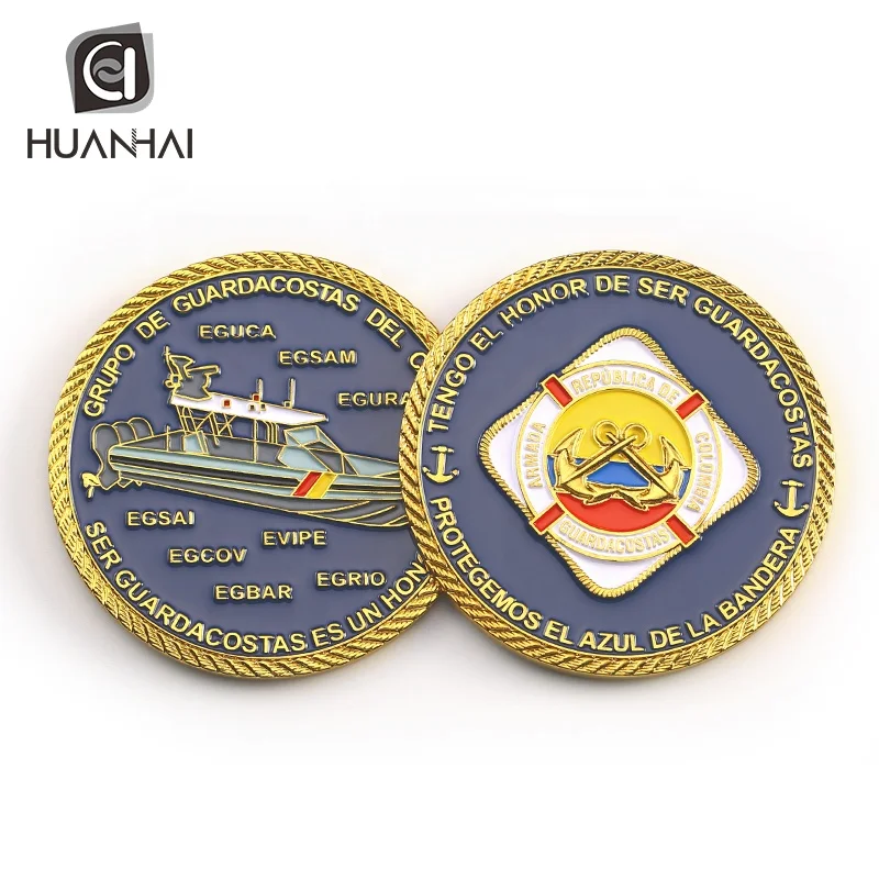 custom gold metal 3D logo Columbia challenge coin with enamel