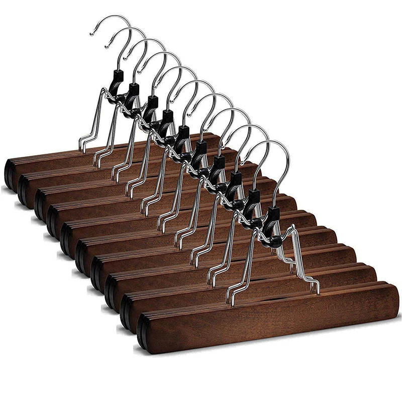 High Quality Wood Pants Hanger Trouser Hanger Skirt Hanger With Clips