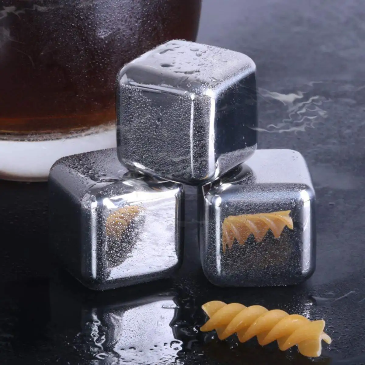 Sale Bar Accessories Cooling Whiskey Reusable Chilling Wine Stone 304 Stainless Steel Ice Cubes In Storage Box