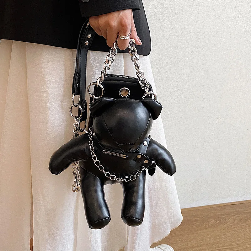 wholesale funny strange small pu bear shaped bag cute fashion doll one shoulder chain mobile phone bag