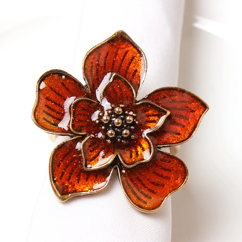 Flowers new Hot selling china made leaf christmas napkin ring for weddings
