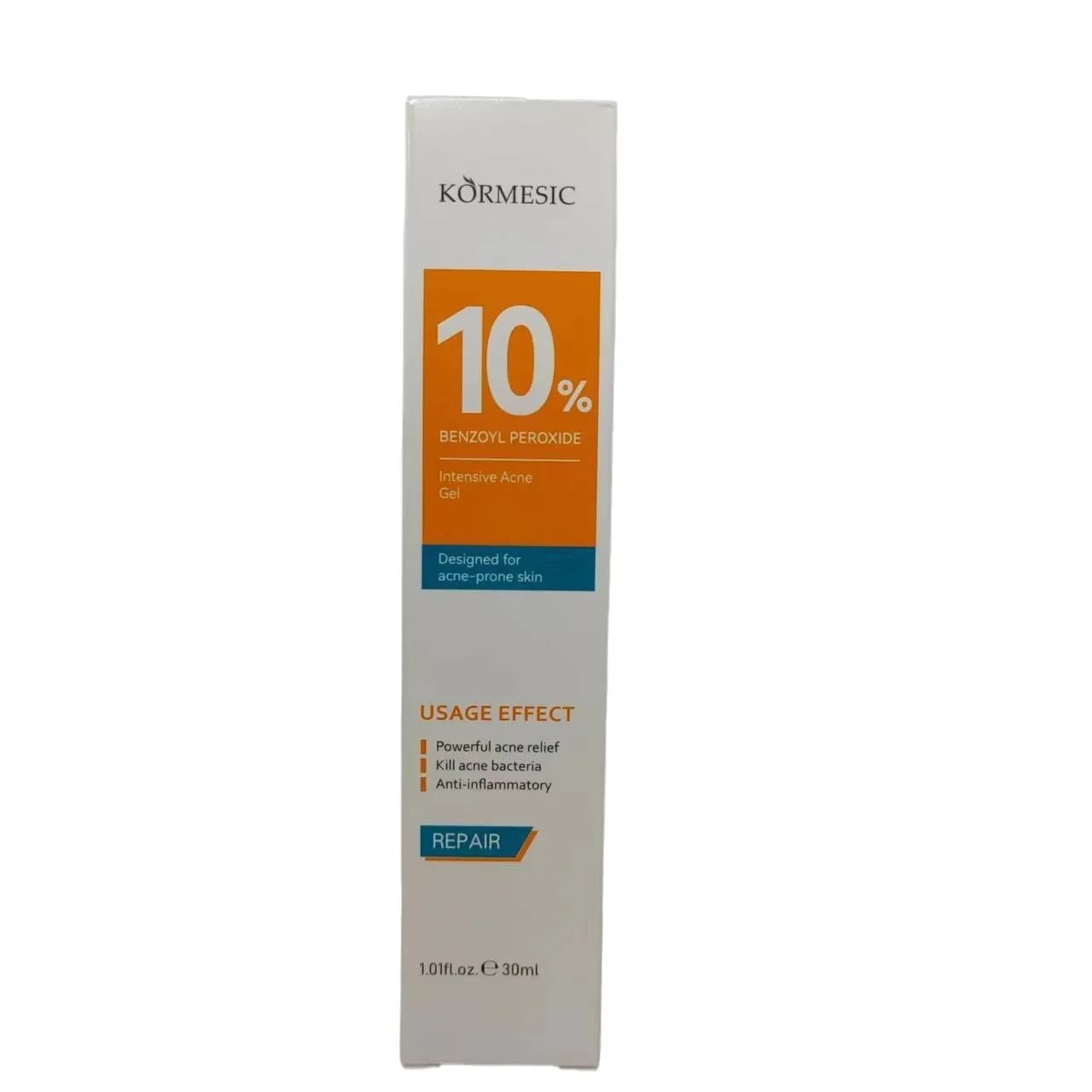 Private Label KORMESIC 10% BENZOYL PEROXIDE Intensive Acne Gel 30 ml Designed for Acne-Prone Skin Powerful Acne Relief