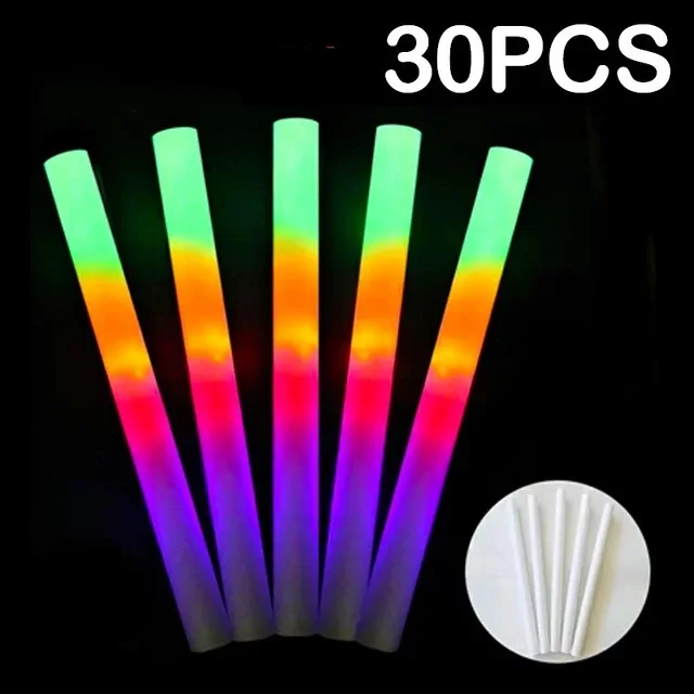 Christmas party colorful led flashing light glow stick flash glow cotton flashing foam stick