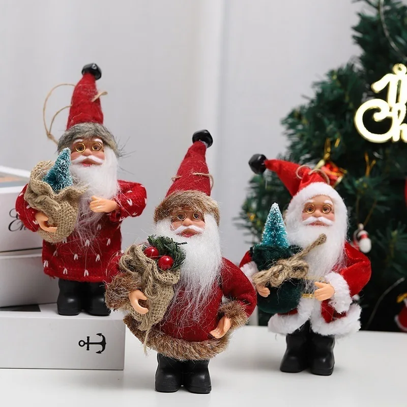 Cartoon Fabric Plush Standing Posture Santa Claus Doll Pendant Christmas Decoration Desktop Ornament