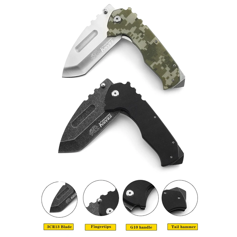 Custom package camping tool 3Cr13 Stainless steel folding knife pocket knife with G10 handle