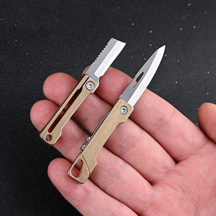 Brass folding Mini knife Carry-on disassembly express knife Keychain pendant portable Mini knifes