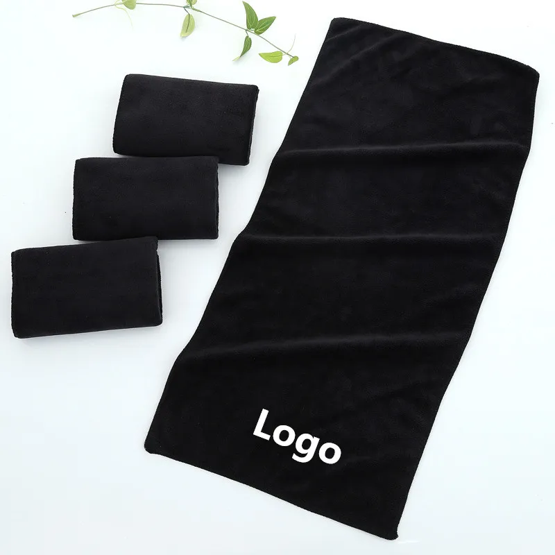 China Durable Absorbent Barber Towel Black Microfiber Towel