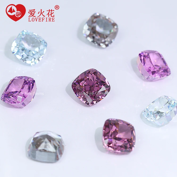 Ice flower cut cz stones 5A+ cushion crushed ice cut 4 colors cubic zirconia stones for jewelry making