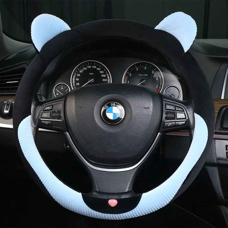 Car interior accessories manufactory direct deal wholesale universal cute plush car steering wheel cover for women