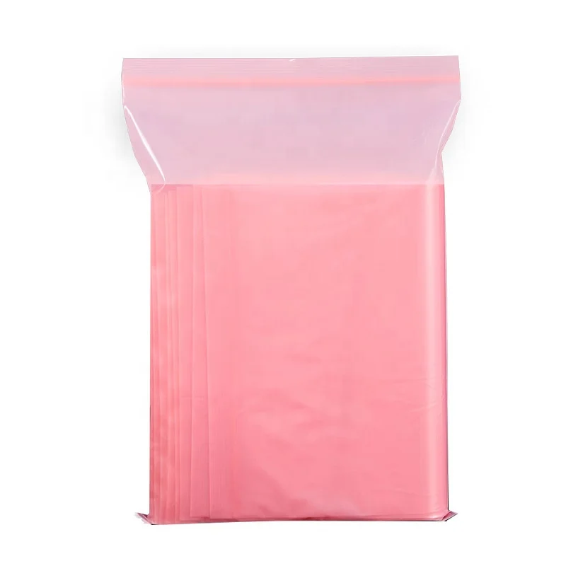pink antistatic  reclosable zip lockbag for electronic product