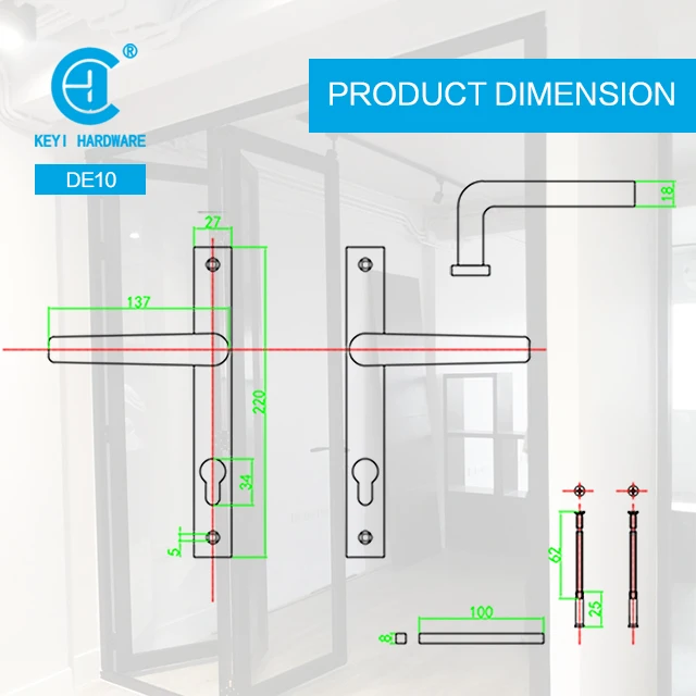 KEYI Hardware DE-10 Stainless Steel 304 Panel Door Lock Lever Door Lock Handle