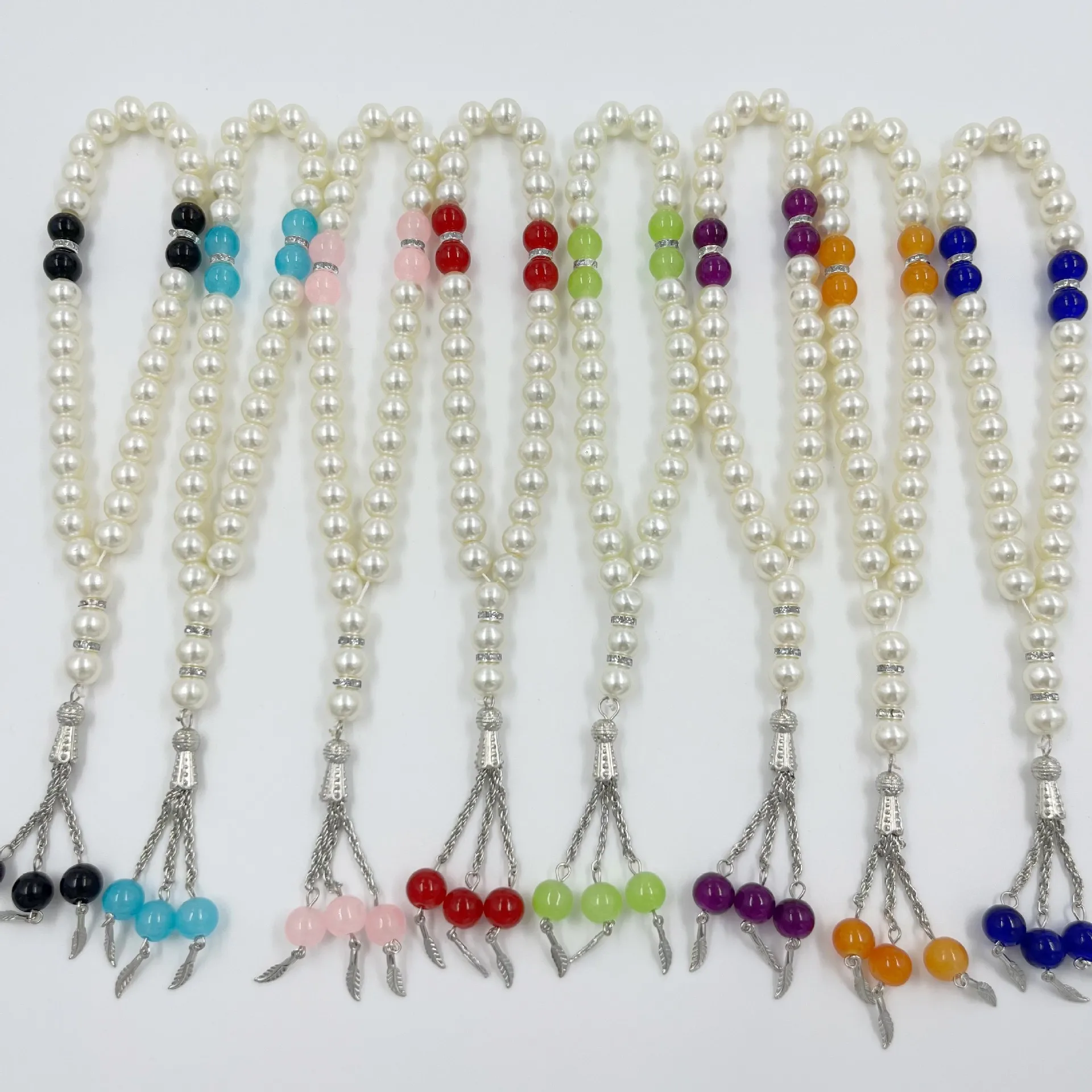 Crystal Muslim Pearl Tasbih Colorful Islamic Prayer Beads Rosary Misbaha Tasbeeh Masbaha Subha 33 Glass Beads Asbha Bracelet
