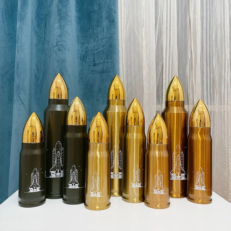 16ozbullet shaped thermoses flask customized logo sublimation blank soldier bullet cup Vacuum Tumbler novelty for gift wholesale