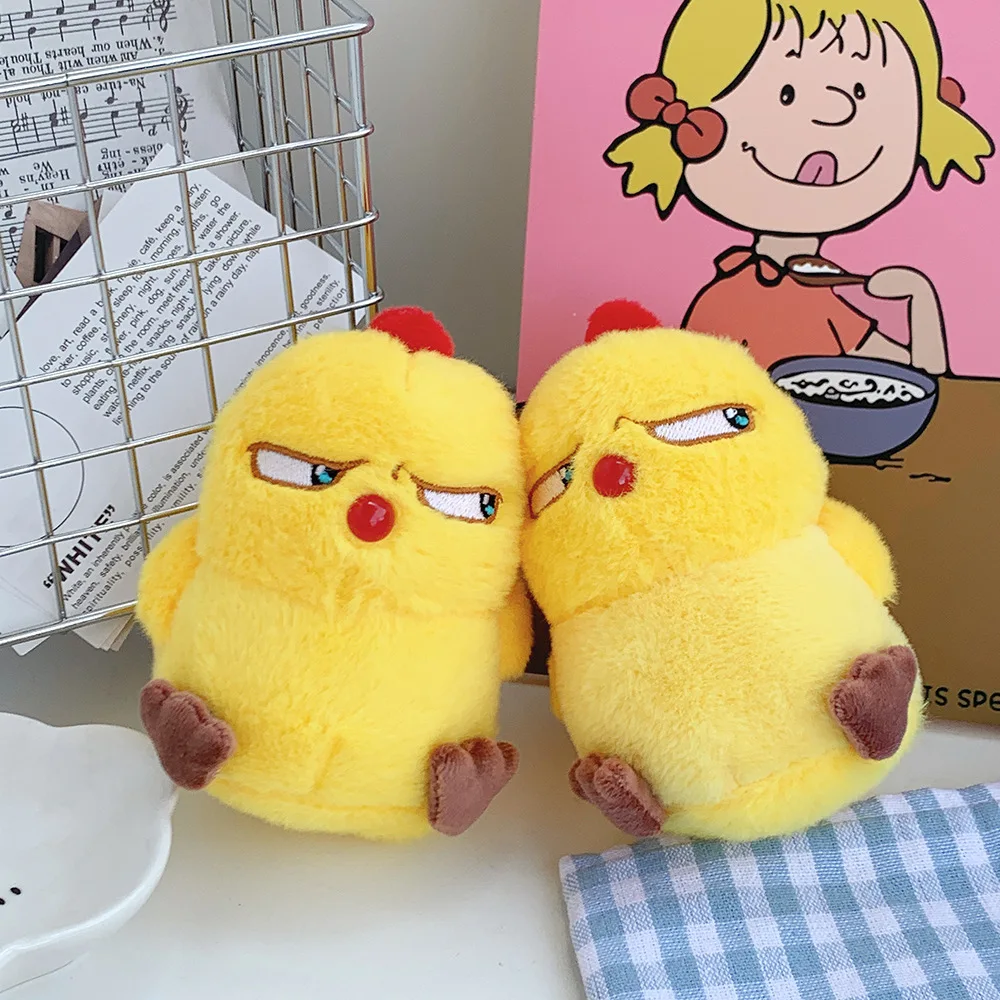 1pc 12cm Cute Angry Chicken Plush Doll Pendant Keychain Schoolbag Luggage Pendant Decoration Toy Plush Keychains