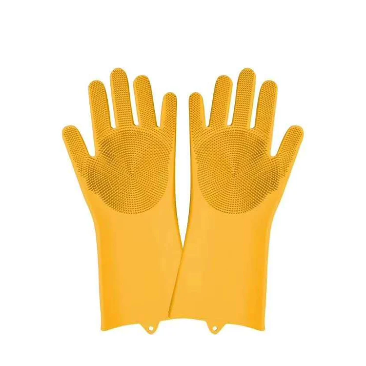 Long Silicone Glove Brush Washing Hands Heat Resistant Dishwashing Scrubber Spone Silicone Glove
