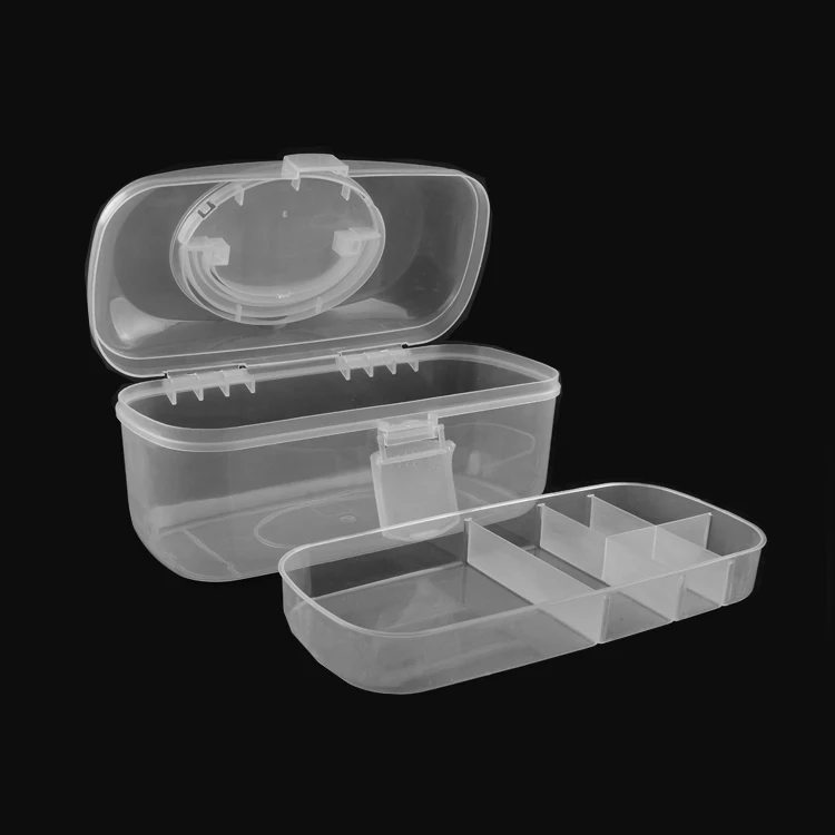 29506 2 tiers Crafts Storage box Plastic Clear Art Tools Sewing Storage makeup Organizer box with handle