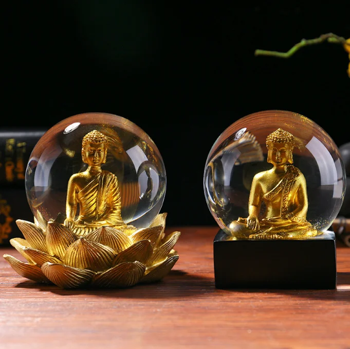 Hot selling New Chinese Zen Resin Buddha Ornaments Other Home Decor Resin Crafts Golden Lotus Buddha Statue Gifts For Friend
