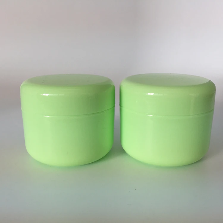 Plastic 50g 2oz Round Green Cosmetic Jar