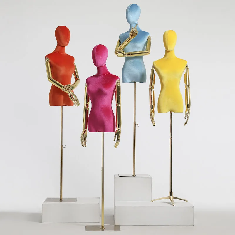 Элитный реквизит для женской модели XINJI, золотой бархатный манипулятор, магазин женской одежды, Свадебный демонстрационный стенд, манекены, окно