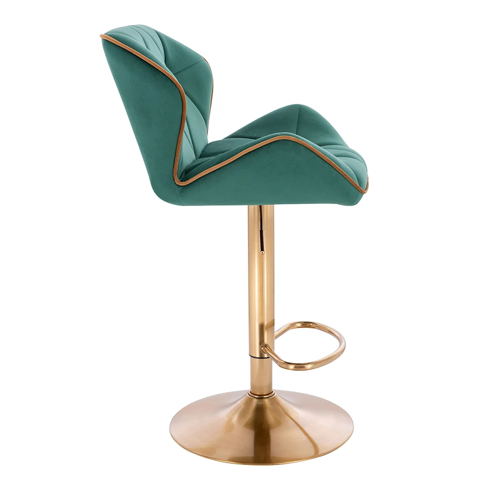 Оптовая продажа высокий барный стул Регулируемый поворотный бархатный с золотыми ножками