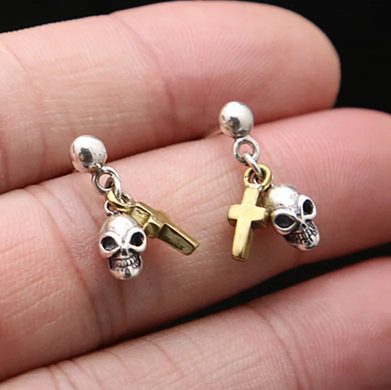 925 sterling silver fashion variety styles girl jewelry inlaid zircon shining crystal sugar skull stud earrings women wholesale
