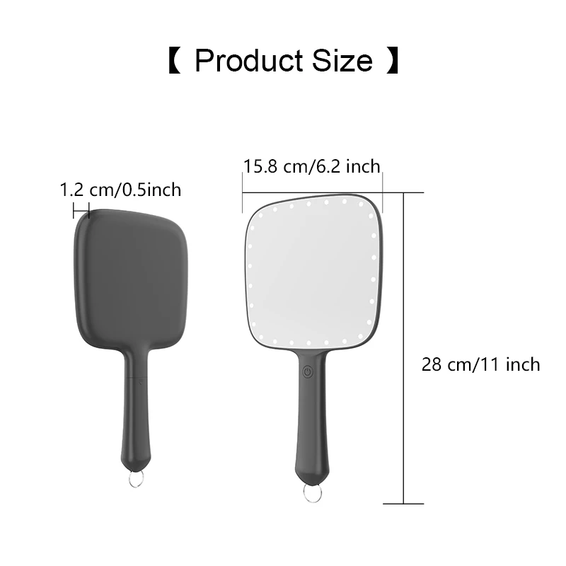 barber handheld mirror logo custom led hand mirror with handle