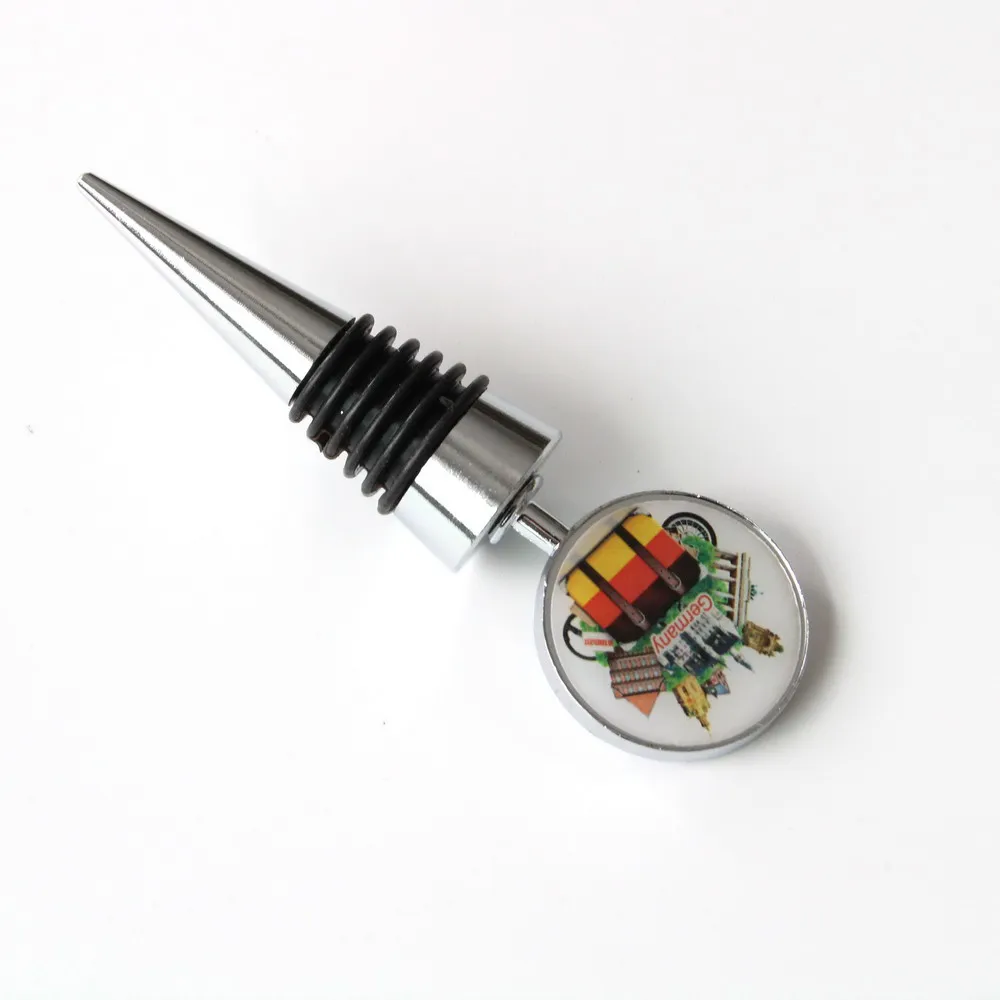 Wholesale custom logo printed France Ireland Germany souvenir cheap pretty decorative wine stoppers