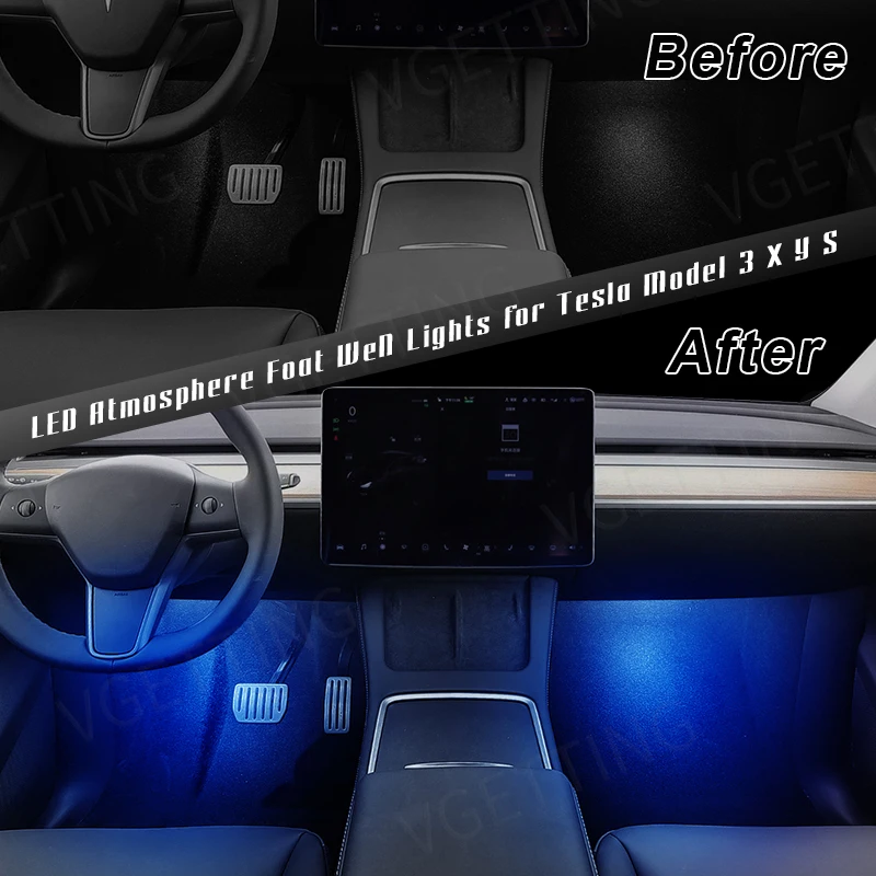 Аксессуары для салона автомобиля освещение ног модель Tesla 3 Y S X внешняя дверная лампа декоративная багажника