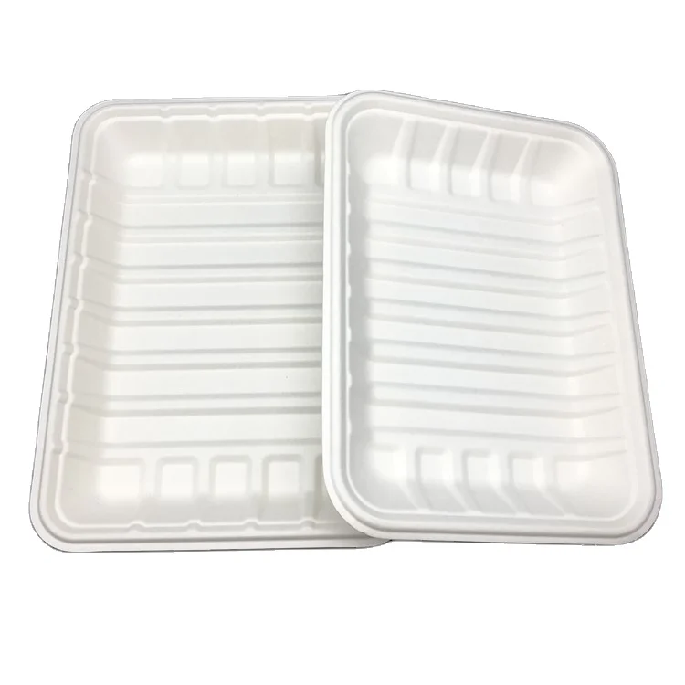 biodegradable sugarcane pulp meat tray