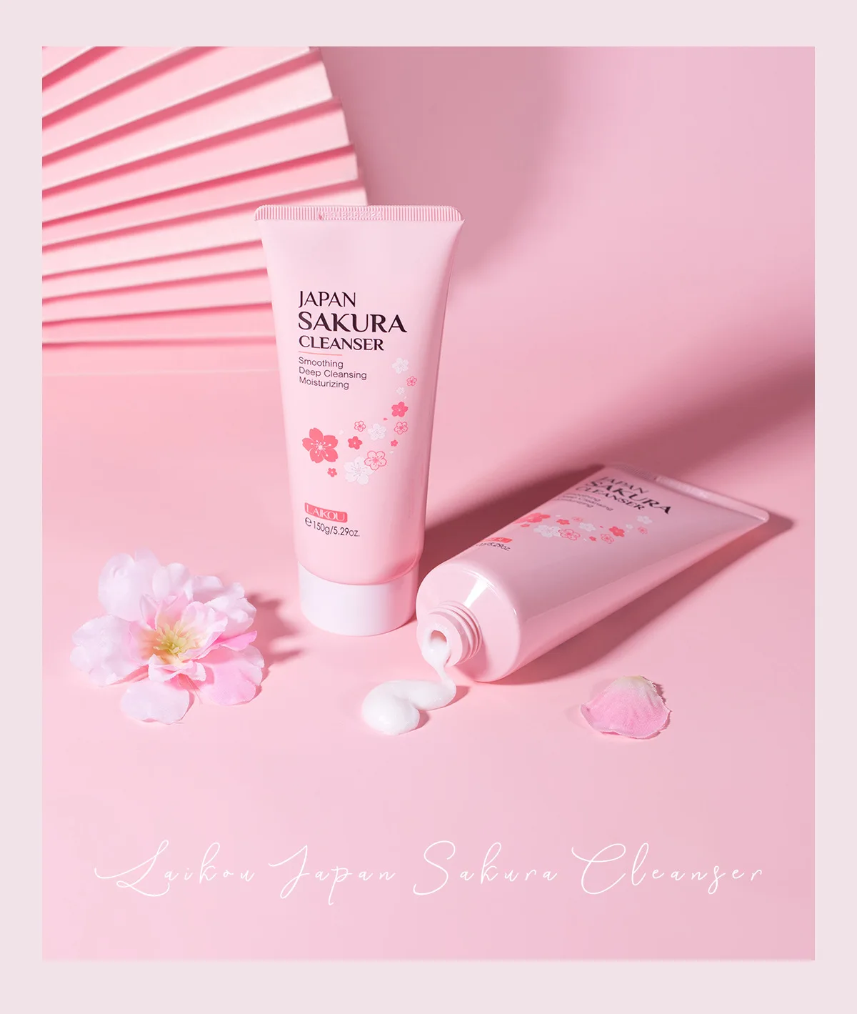 LAIKOU Skin Care Deep Cleansing Moisturizing Brightening Smoothing Organic Japan Sakura Facial Cleanser 150g