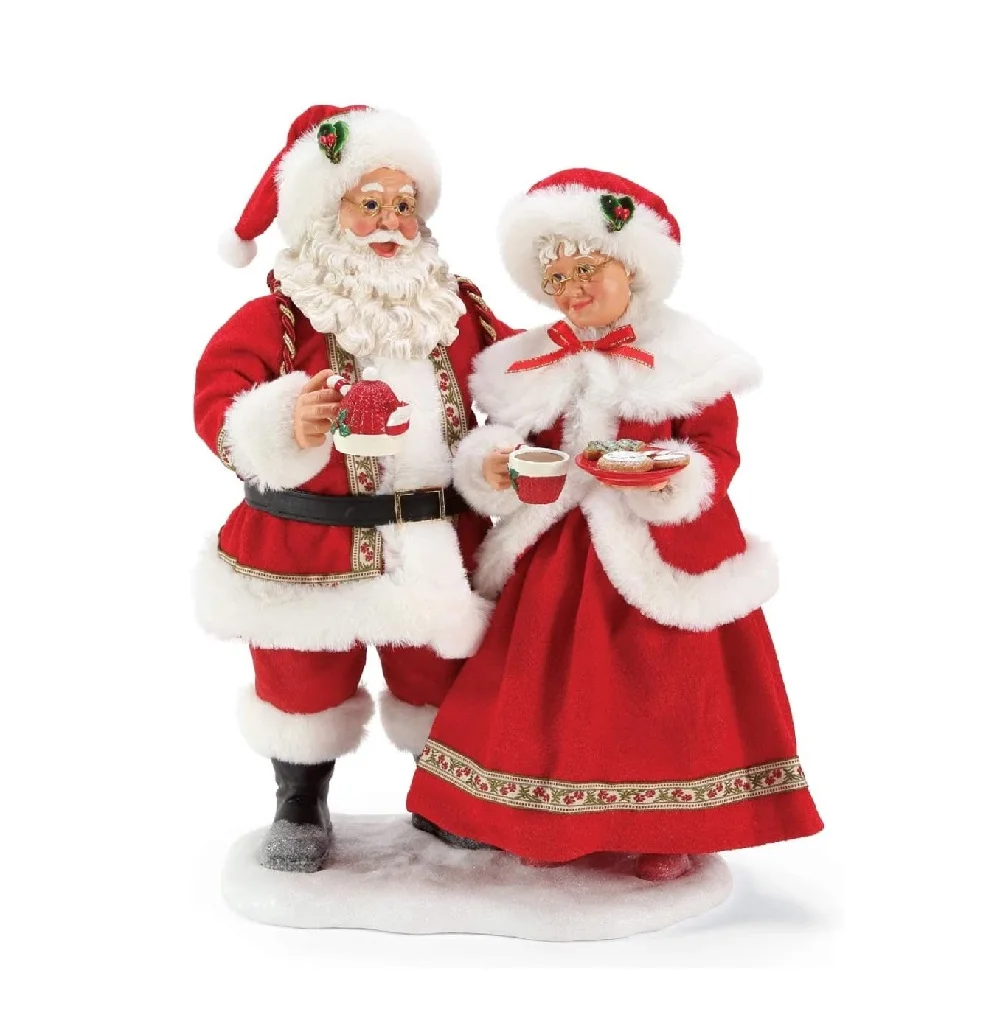 FREE SAMPLE Resin Santa Claus Christmas tradition Mrs Claus cocoa and cookie figurine, made of quality resin