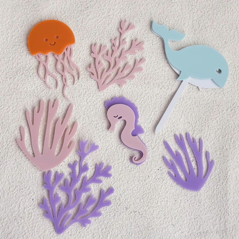 Acrylic Ocean Theme Cake Topper number for Birthday Christmas Graduation Halloween New Year Party Supplies