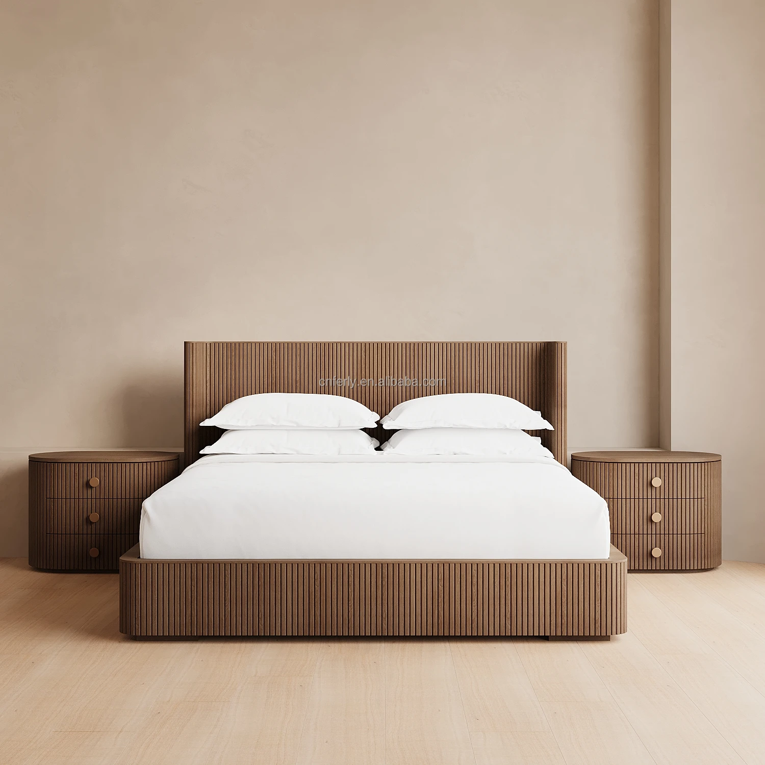 2024 New Customization Luxury American Modern Bedroom Sets Home Furniture Wooden Floor Bed