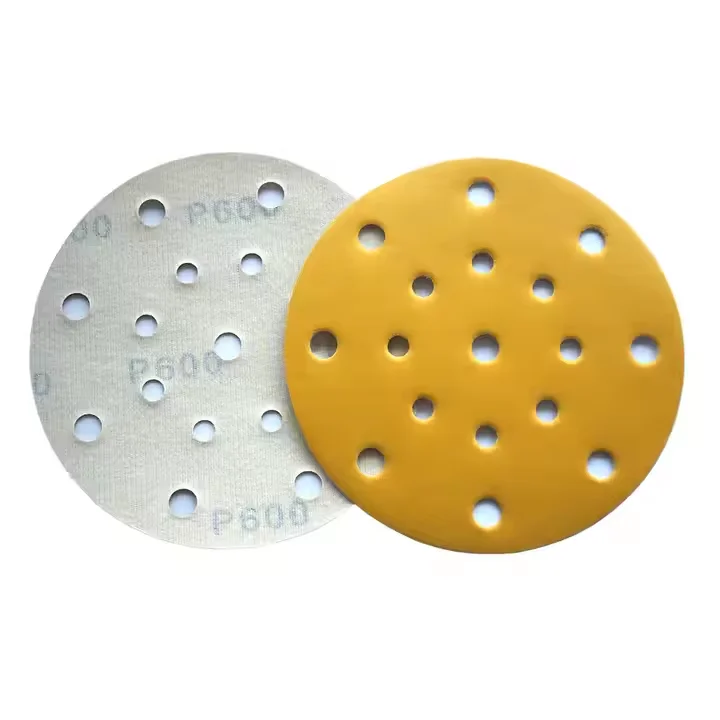 Hook And Loop Yellow Orbital Wood Abrasive Sanding Discs
