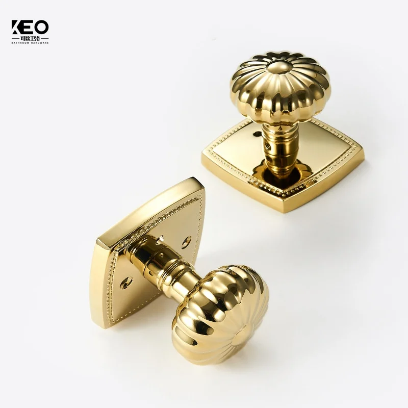 Privacy Door Lock Set Shiny Gold Pvd Keyless Lock Knob Bathroom Bedroom Latch