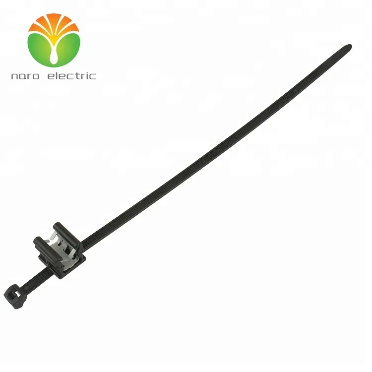 PA66 Nylon  automotive cable tie with steel clip self-locking cable tie with edge clip