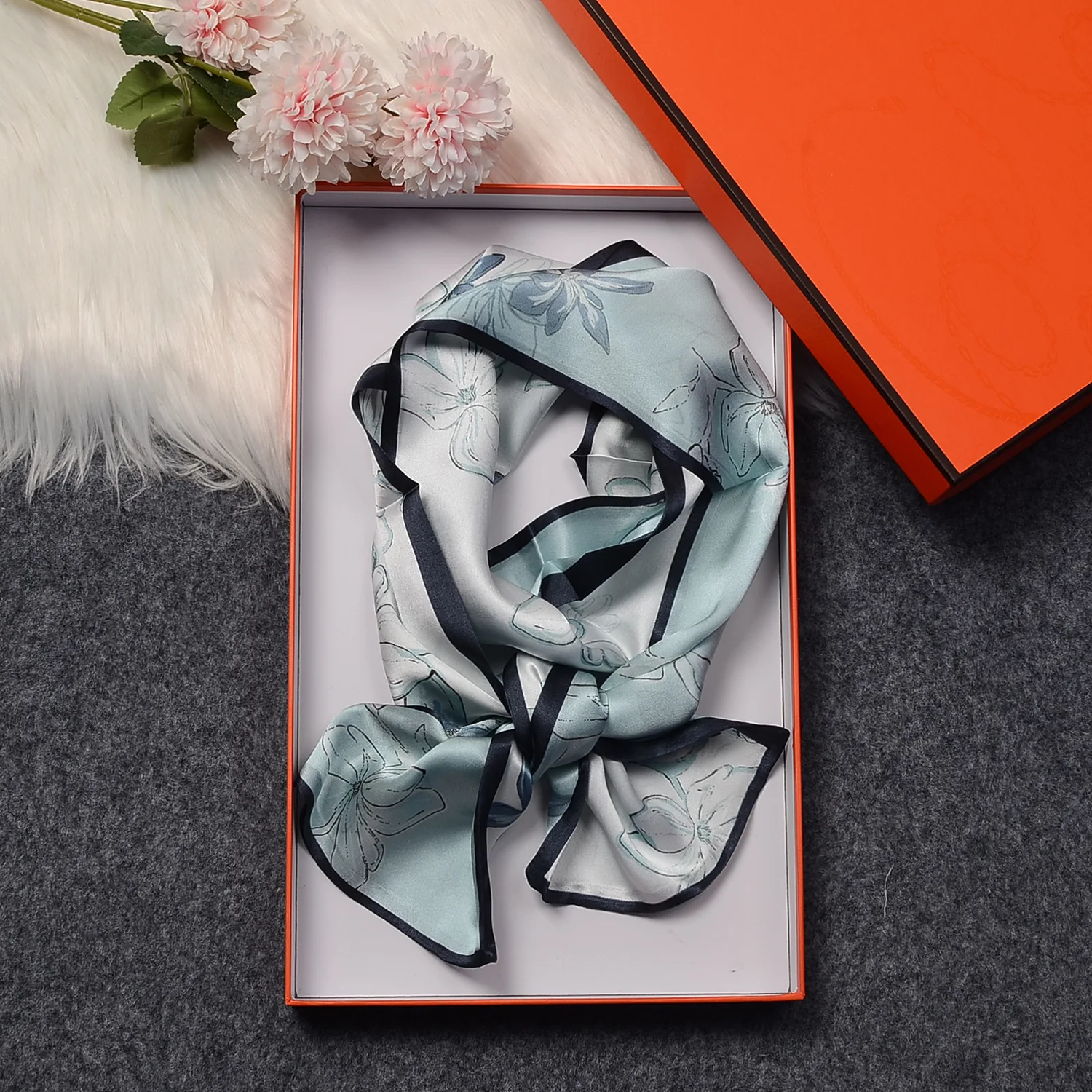 12mm luxury mulberry silk long scarf 150*15cm real silk smooth scarf