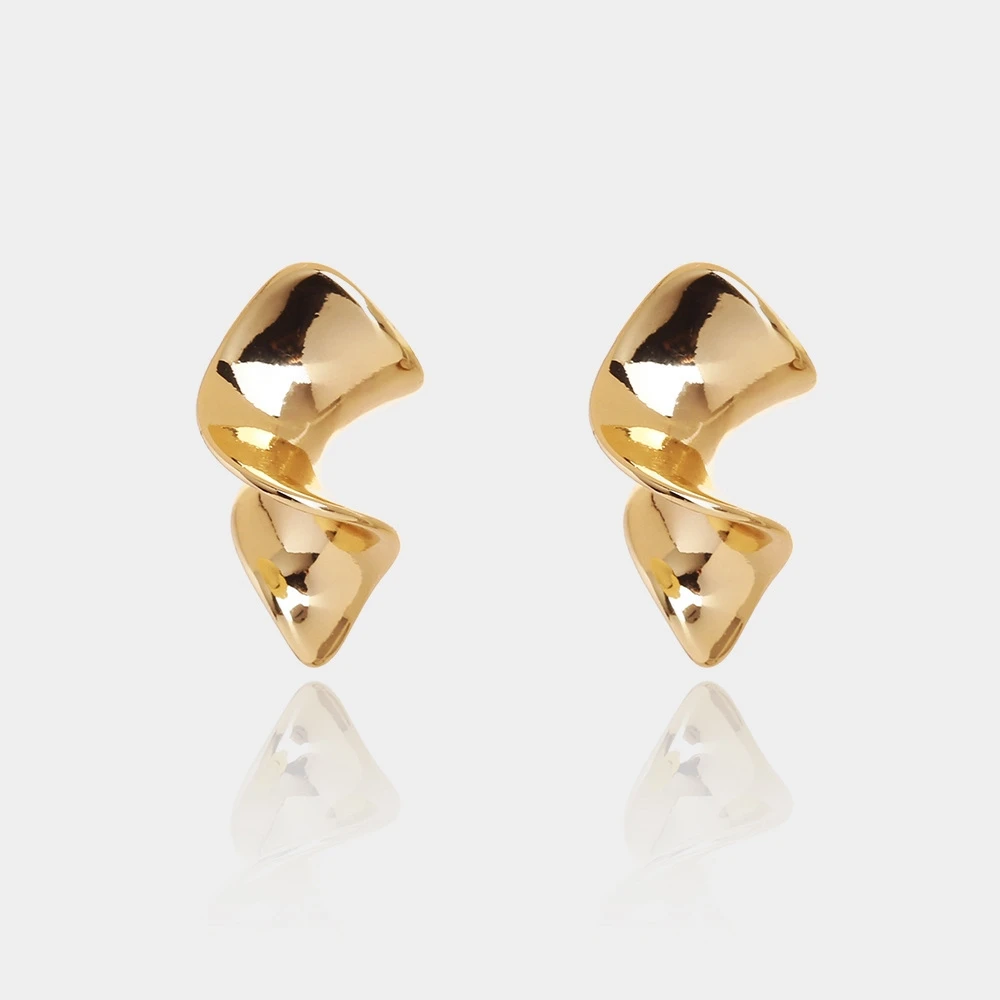 Wholesale fashion korean jewelry new geometric earring spiral twisted INS style 18K gold plated copper earrings woman