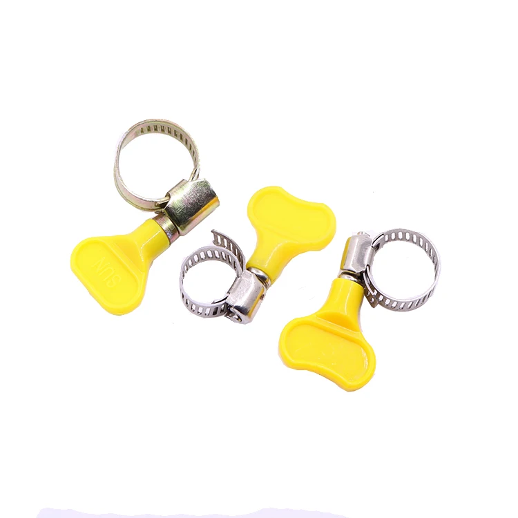 Mini Stainless Steel Adjustable Clamping American Type Hose Clamp With Butterfly Plastic Handle