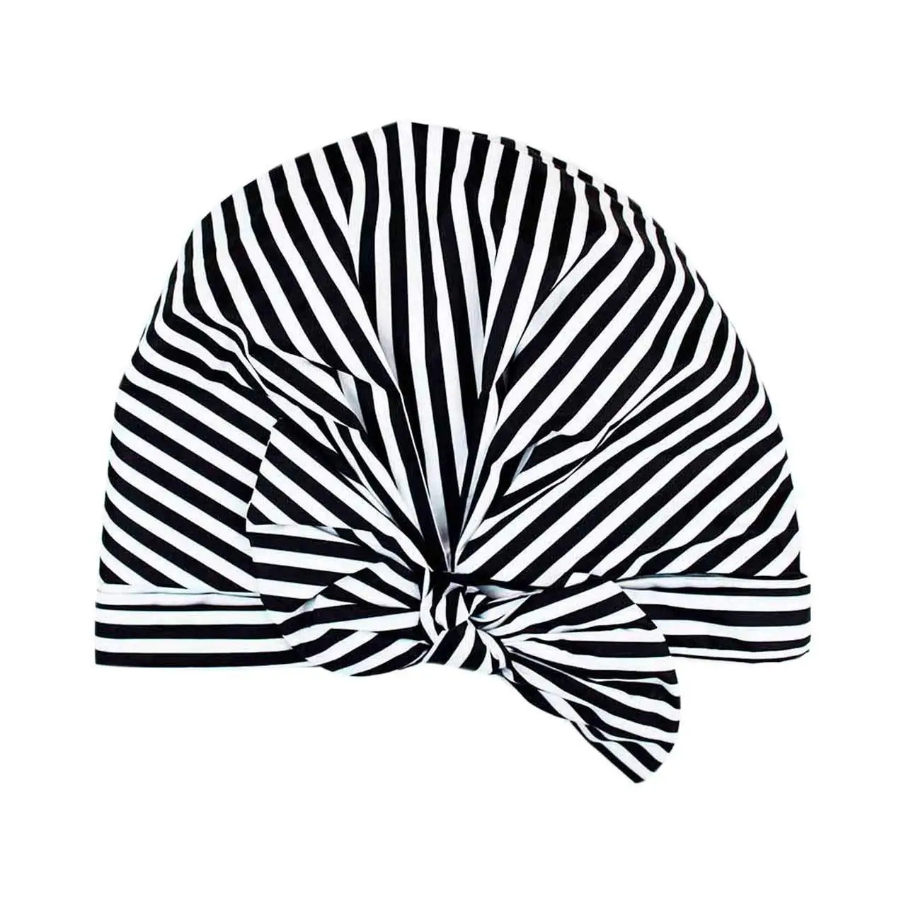 customized black white stripe pvc extra Large Turban bath waterproof Shower Cap for woman Hair