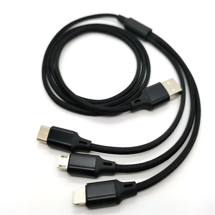 Factory wholesale One drag three 2A quick charging data cable is suitable for all kinds of collocations