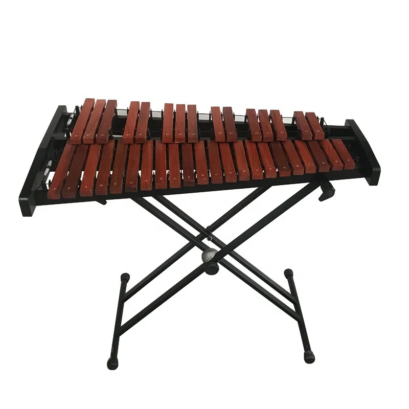 Wholesale 37 Key orff professional Glockenspiel xylophon Wooden Bar 37 Tone Red Wood Xylophone with Stand