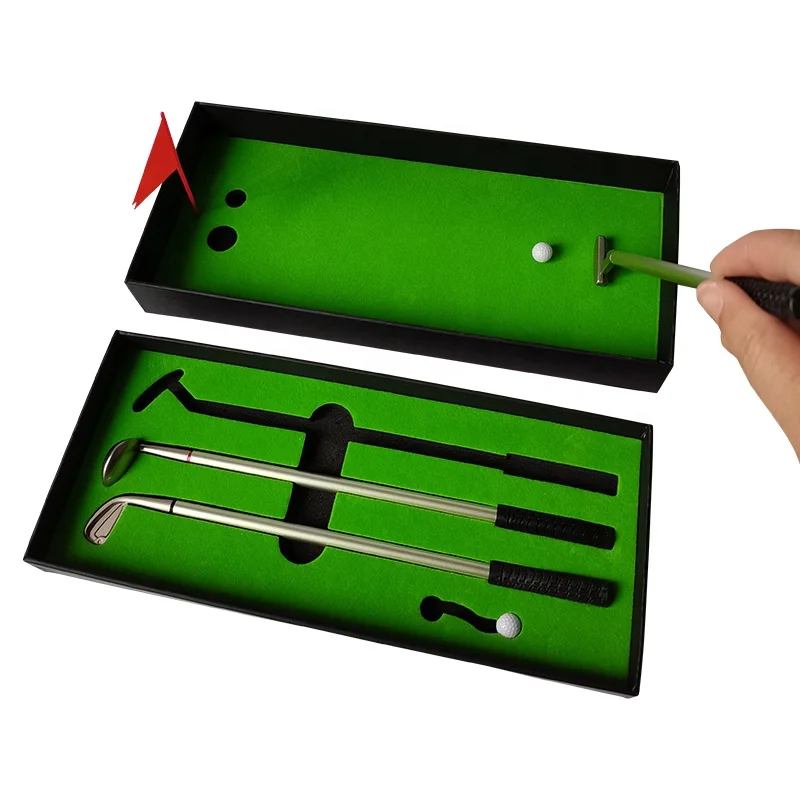 Hot selling new listing Deep desktop golf pencil fan you green club pen Fun golf gift set